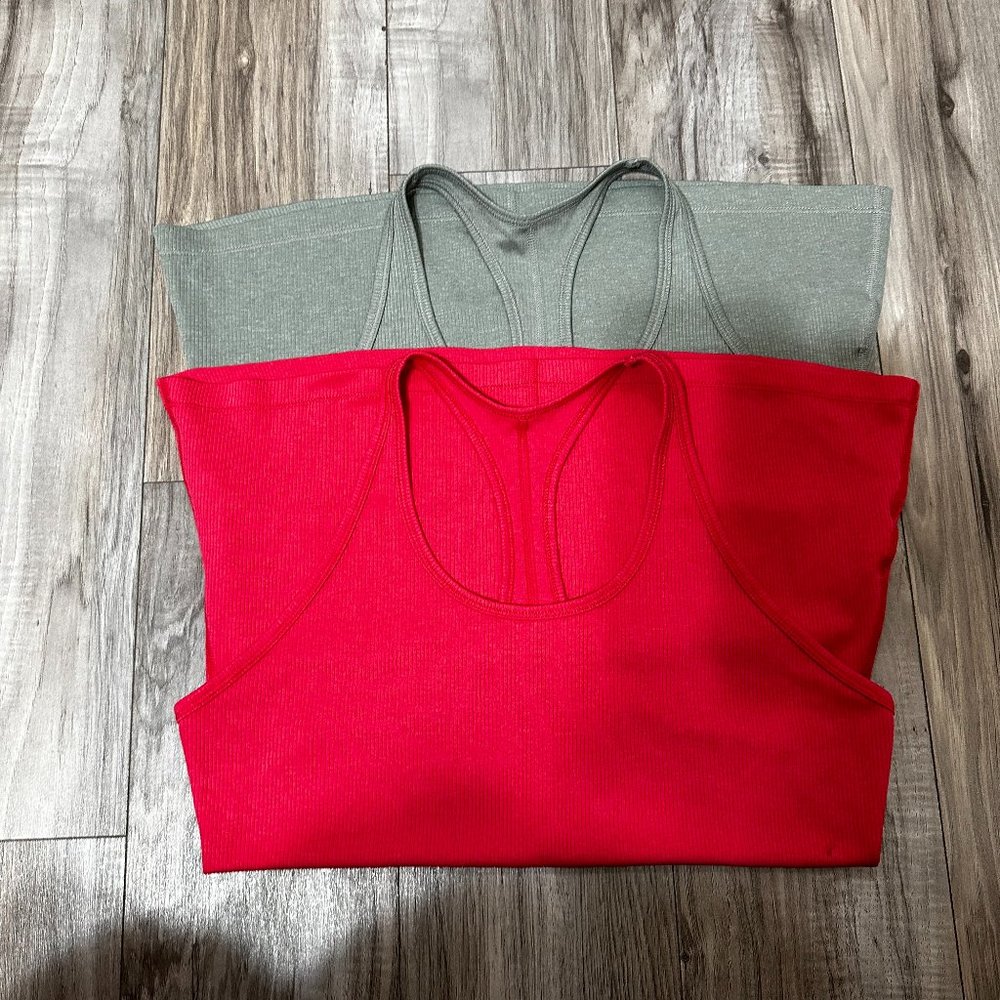 Nike Women's Sportswear Essential Ribbed Racerback Tank Bundle Lot Of 2 Size L